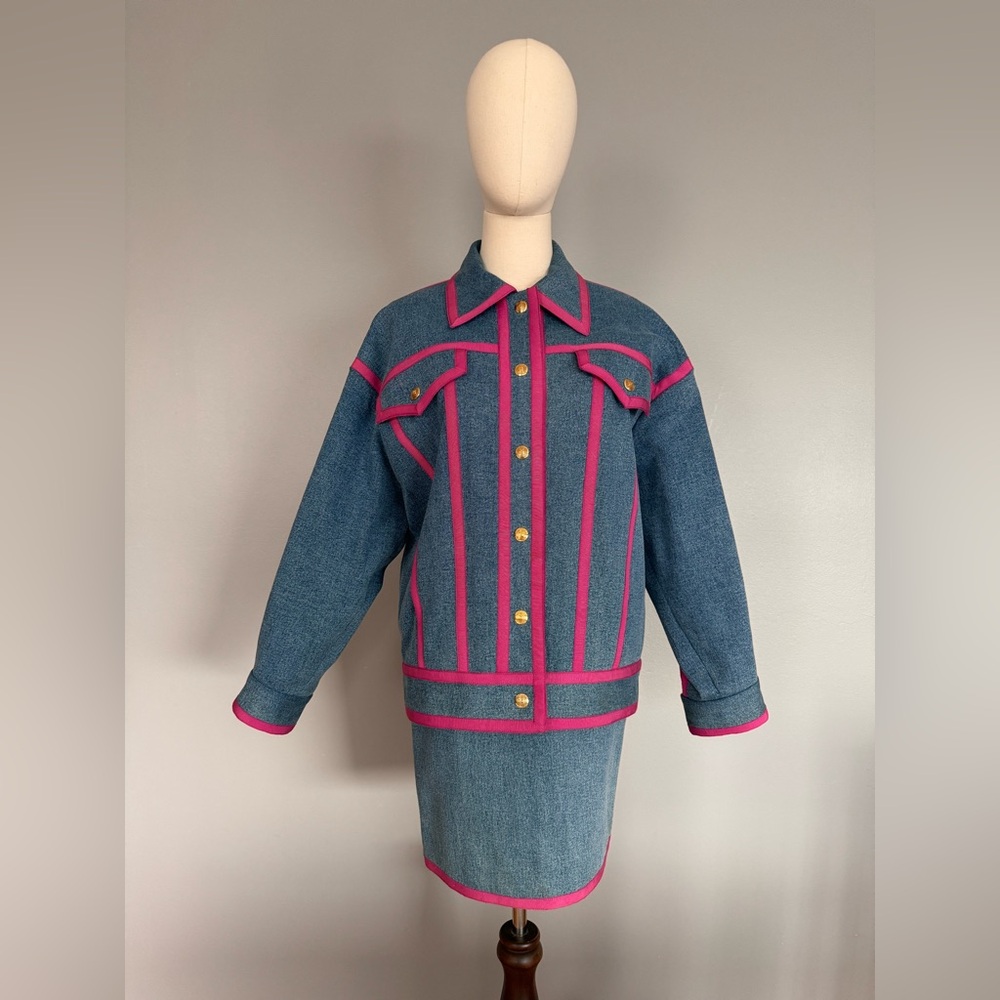 Chanel 1991 Hip Hop Collection Denim Jacket Skirt